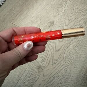 Gucci Red Star Motif Lip Gloss with Gold Cap